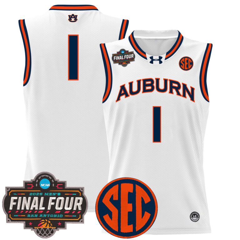 Men Auburn Tigers #1 white 2025 Final Four Patch Lightweight  NCAA Jersey
